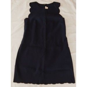 J Crew Womens Scallop Sheath Dress Size 8 Navy Blue Sleeveless Back Zip  A3744